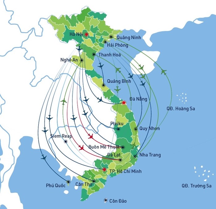 Vietnam airport travel map